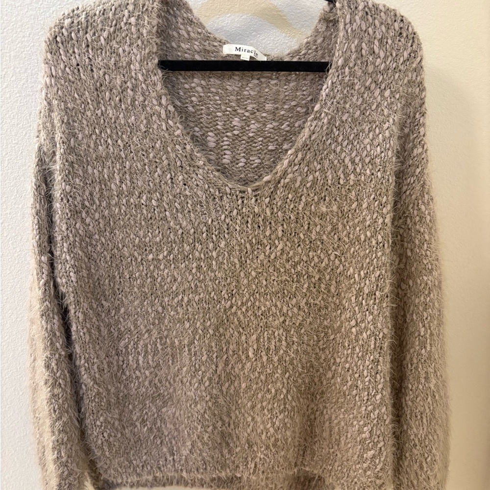 Miracle Beige V-Neck Women's Sweater